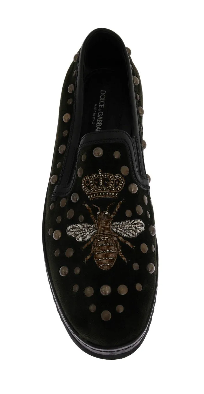 Bandolino Lindio Loafers Green Velvet Royal Bee Ricamo Loafers