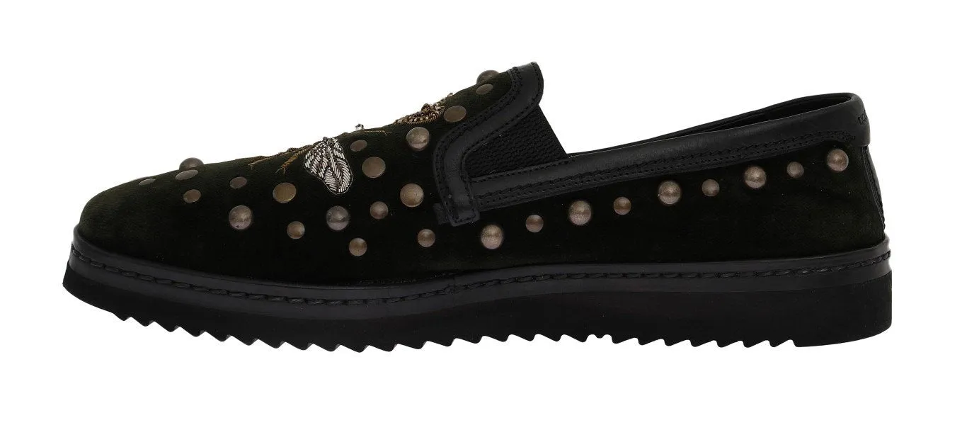 Green Velvet Royal Bee Ricamo Loafers Outfit Loafers