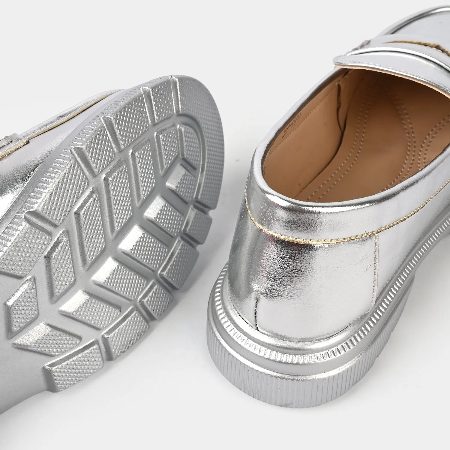Girls Loafer ZP-070-SILVER Bass Weejun Penny Loafers