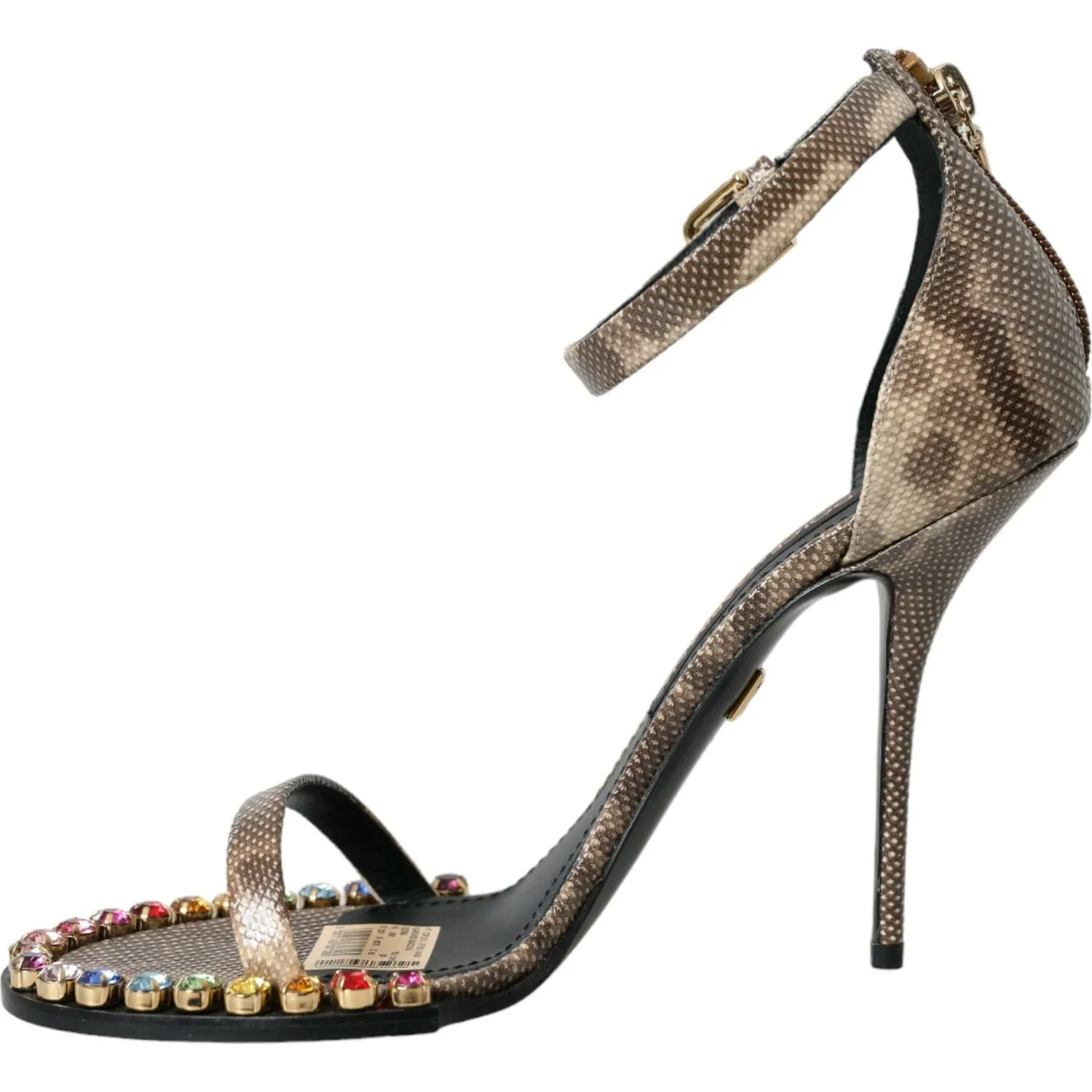 Really Comfortable Sandals Dolce & Gabbana Brown Exotic Leather Crystal Sandals Shoes