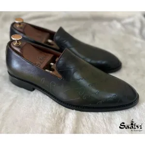 Signature Loafers Green Loafers With Gold