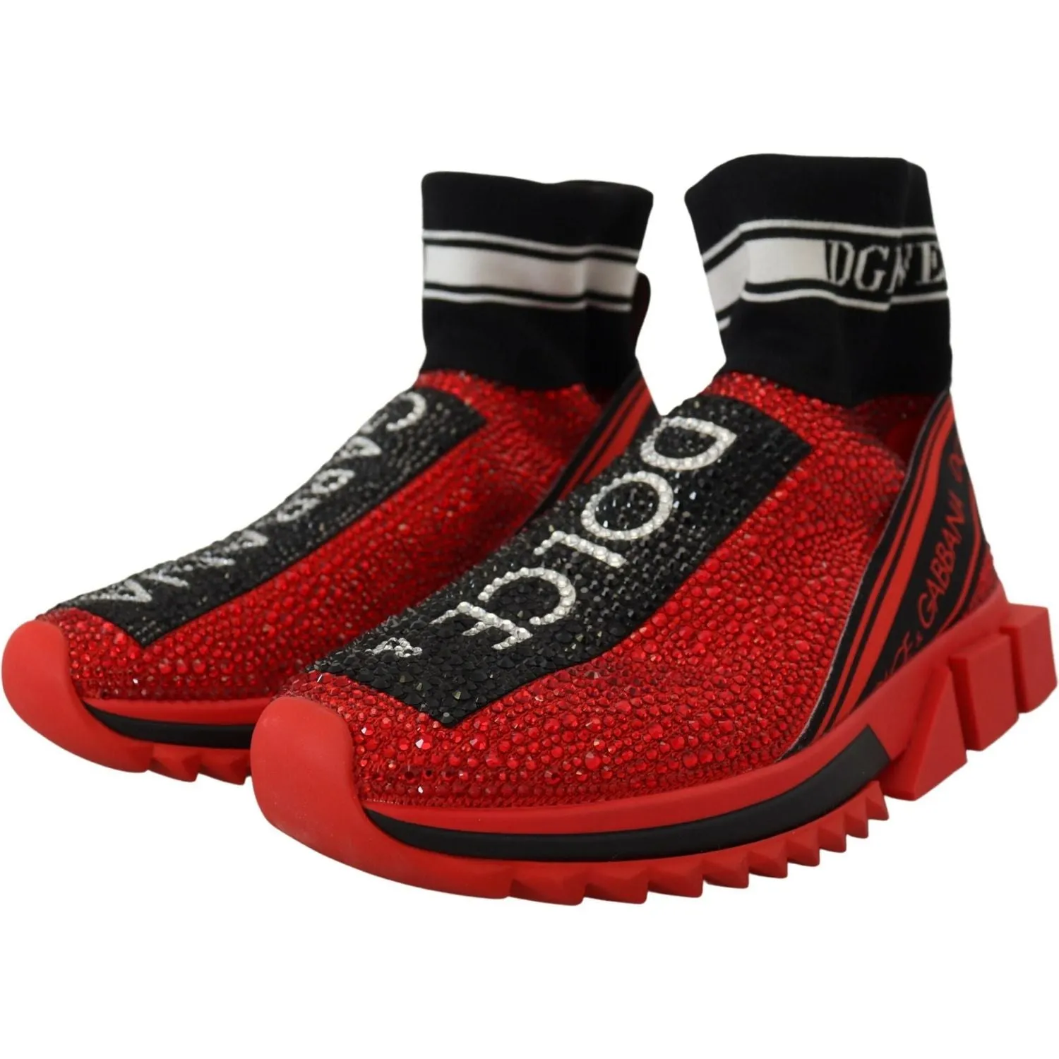 Balacne Sneakers Dolce & Gabbana Red Bling Sorrento Sneakers Socks Shoes