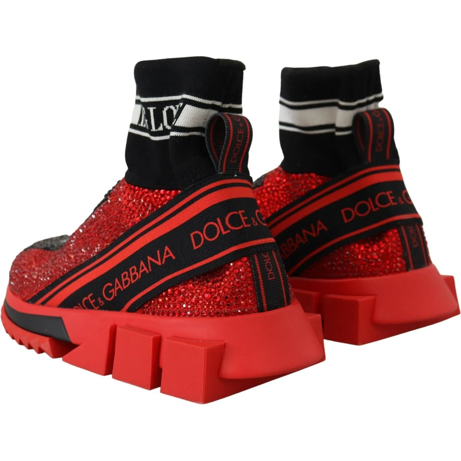Notice Sneakers Dolce & Gabbana Red Bling Sorrento Sneakers Socks Shoes