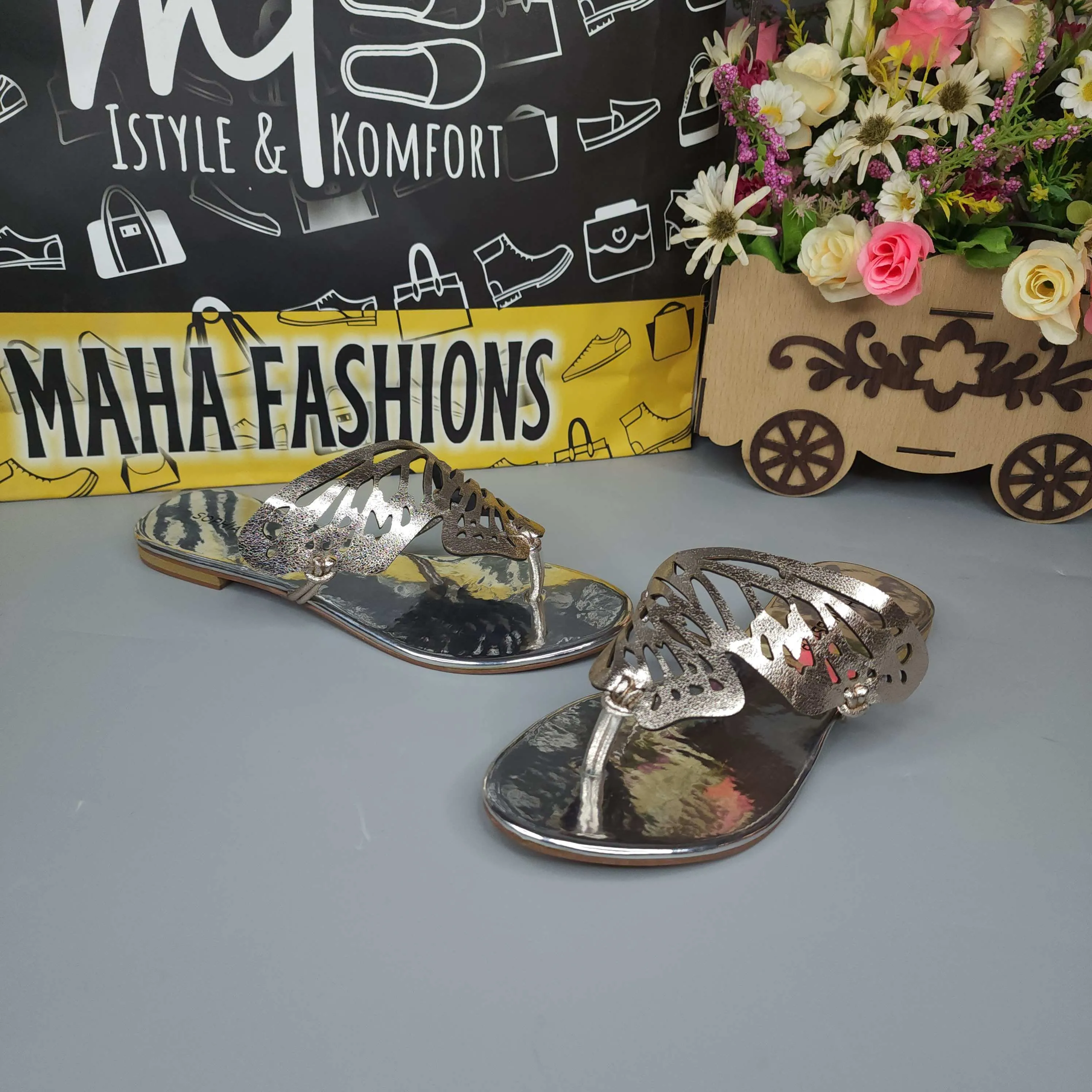 Animal Adult Slippers Silver Butterfly Slippers