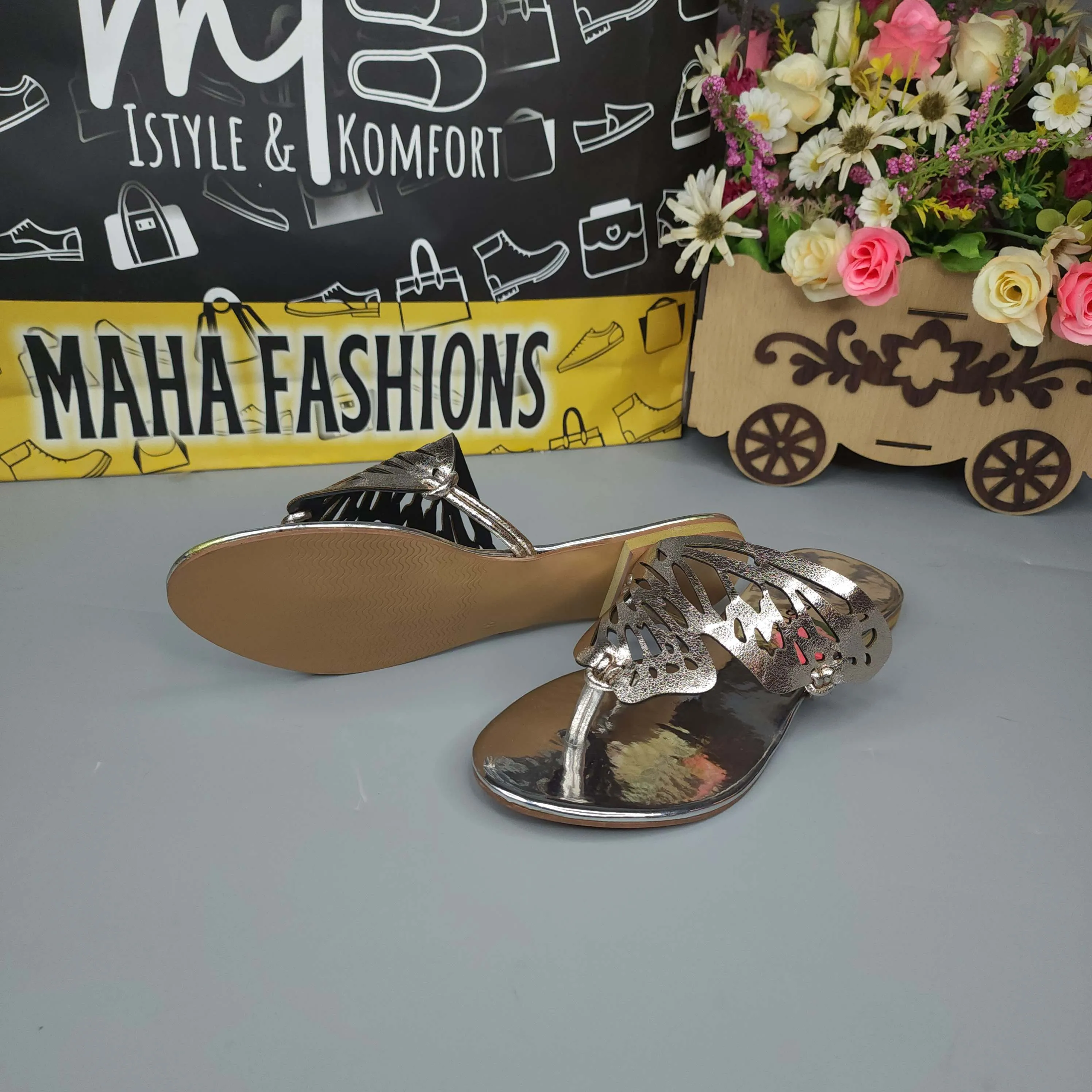 Silver Butterfly Slippers Otter Slippers