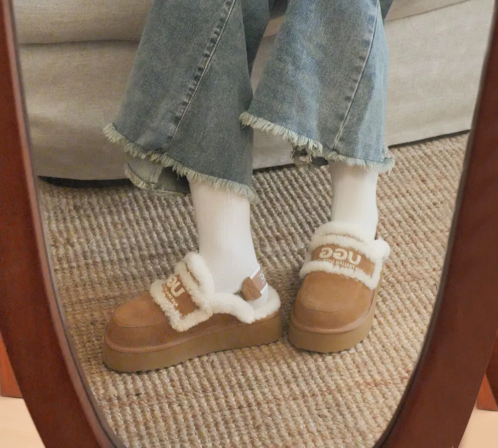 Burkenstock Slippers AUSTRALIAN SHEPHERD UGG Slippers Women Removable Strap Slingback Platform Rilee