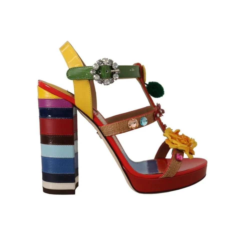 Corkscrew Wedge Sandals Dolce & Gabbana Multicolor Cotton Platform Sandals