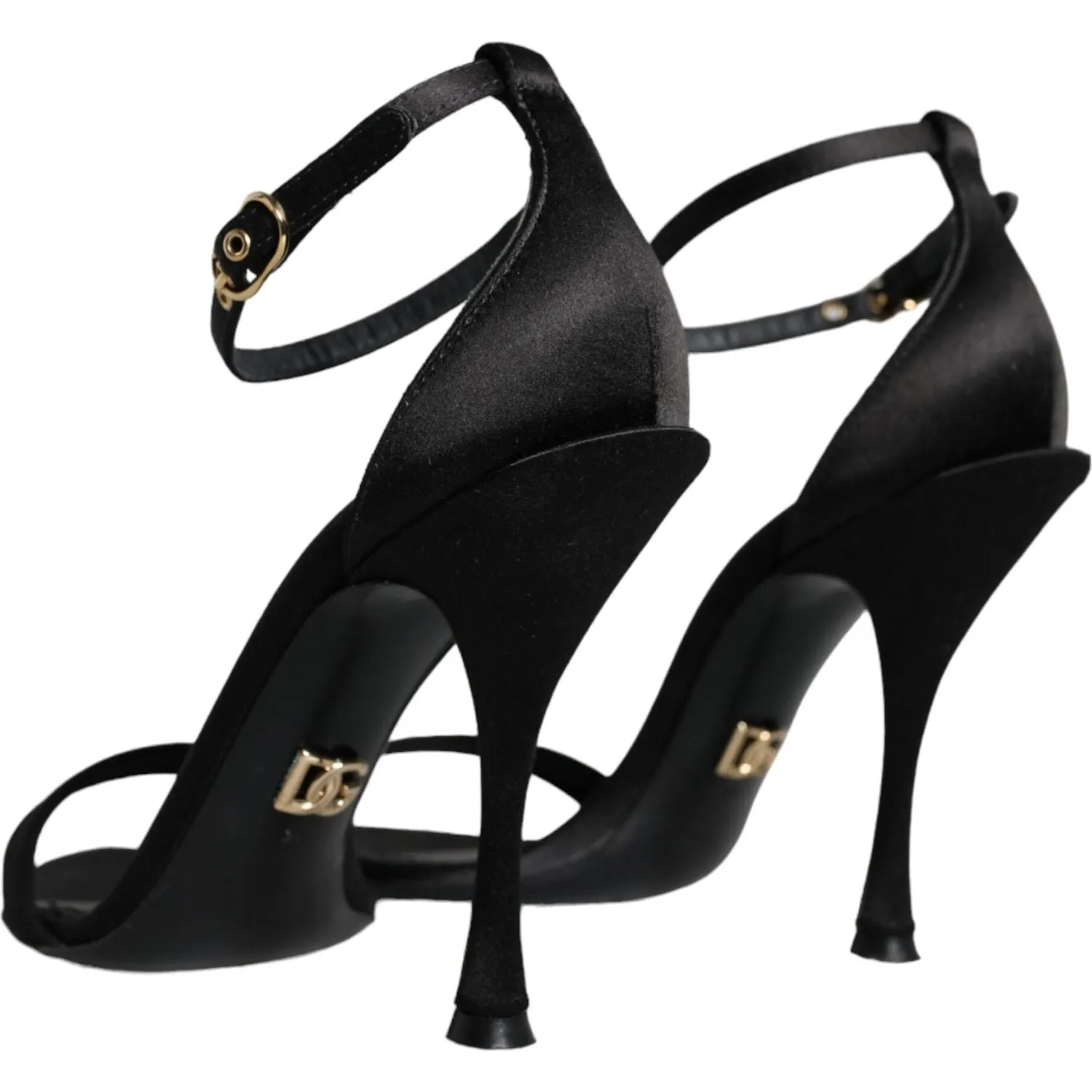 Covered Sandals Dolce & Gabbana Black KEIRA Heels Ankle Strap Sandals Shoes