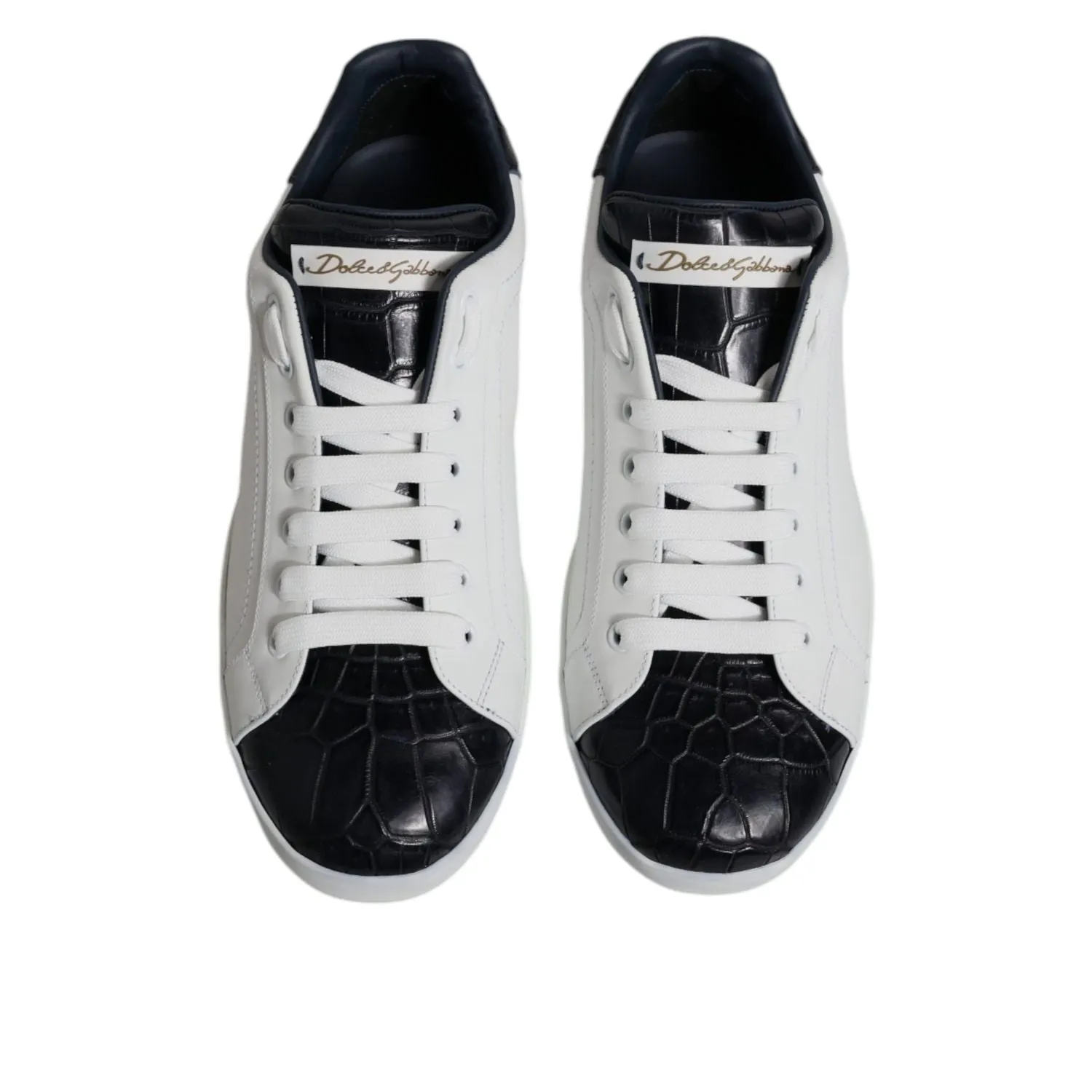 Sneakers Prime Day Dolce & Gabbana White Black Leather Portofino Sneakers Shoes