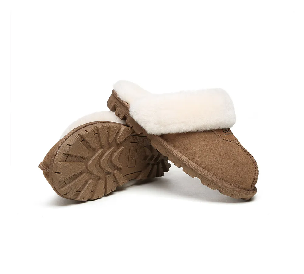 AUSTRALIAN SHEPHERD UGG Slippers Double Face Sheepskin Wool Scuff Waffle