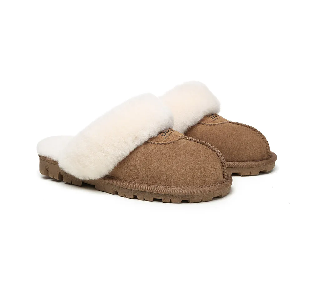 AUSTRALIAN SHEPHERD UGG Slippers Double Face Sheepskin Wool Scuff Waffle