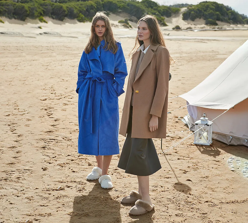 AUSTRALIAN SHEPHERD UGG Slippers Double Face Sheepskin Wool Scuff Waffle