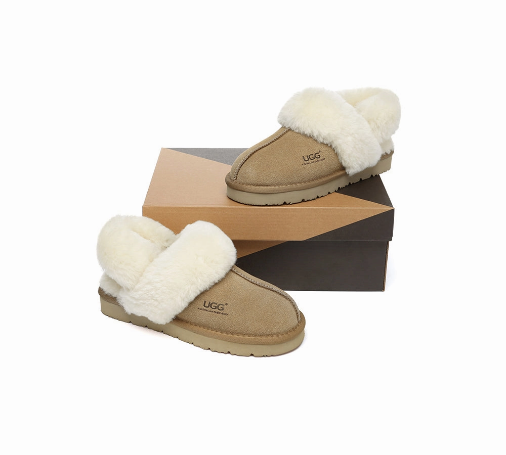 AUSTRALIAN SHEPHERD UGG Slippers Women Removable Wool Strap Slingback Muffin Fluffy
