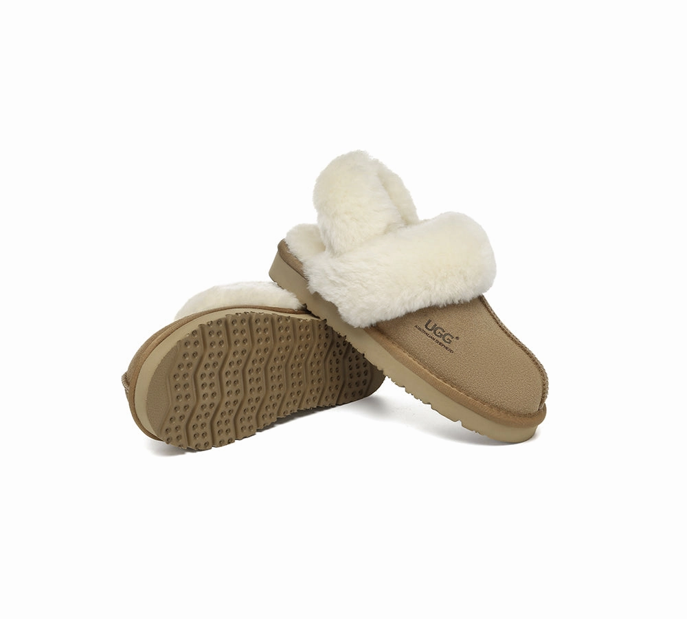 AUSTRALIAN SHEPHERD UGG Slippers Women Removable Wool Strap Slingback Muffin Fluffy