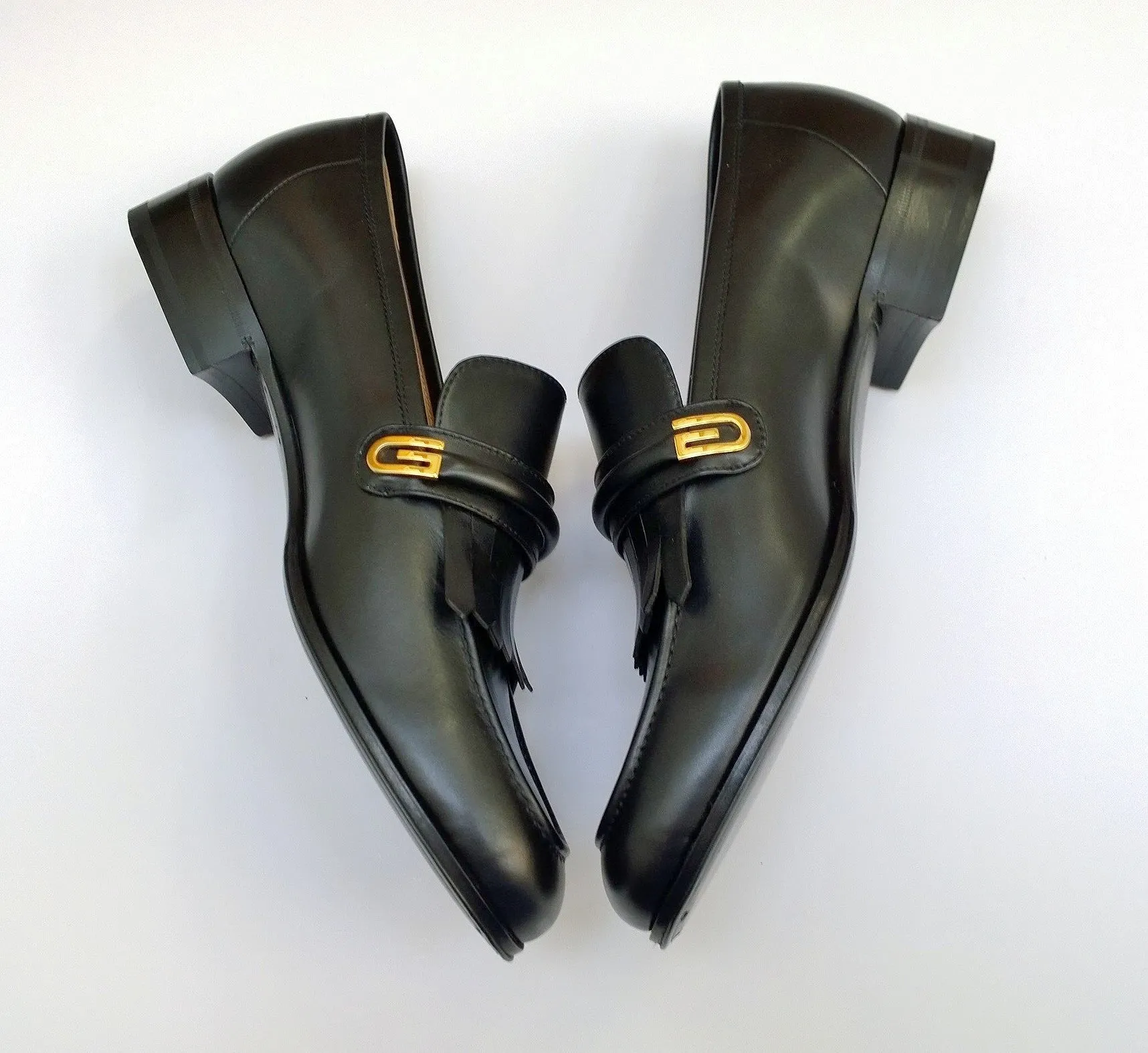 Gucci Aldo Black Leather Loafers Shoes New in Box Flats Loafers Gold