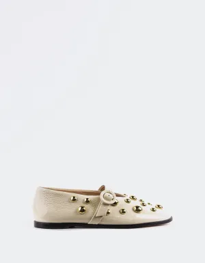 Aeloria Off White Naplack Flat Sole Work Shoes