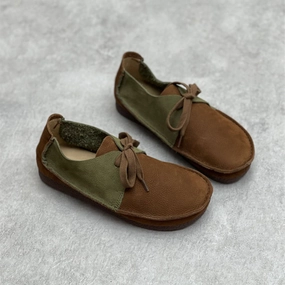 Women Retro Handmade Color-block Stitched Soft Flat Shoes Best Running Shoes Flat Feet Shin Splints