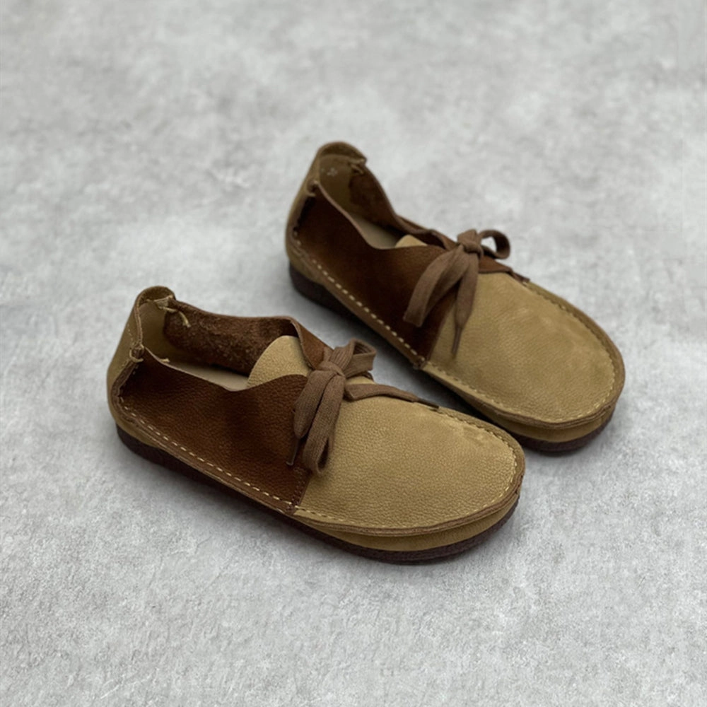 Women Retro Handmade Color-block Stitched Soft Flat Shoes Mermaid Flat Shoes