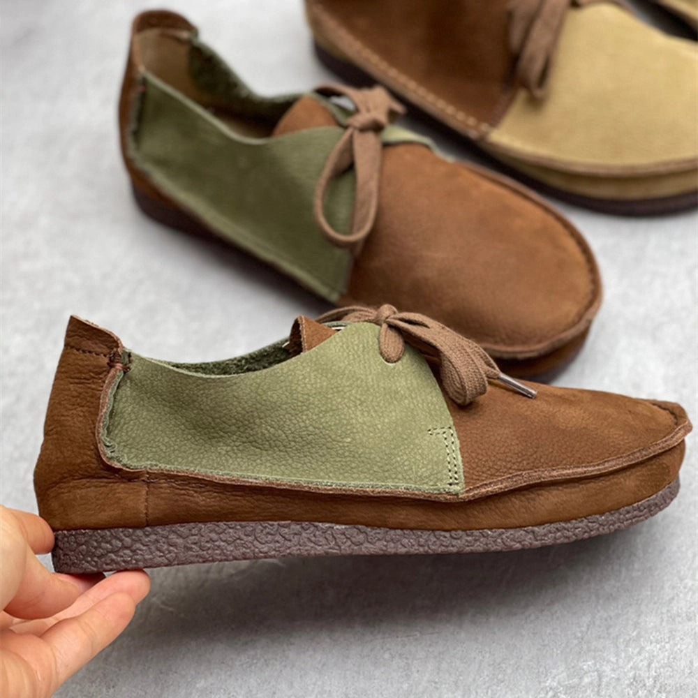 Women Retro Handmade Color-block Stitched Soft Flat Shoes Flats That Feel Like Tennis Shoes