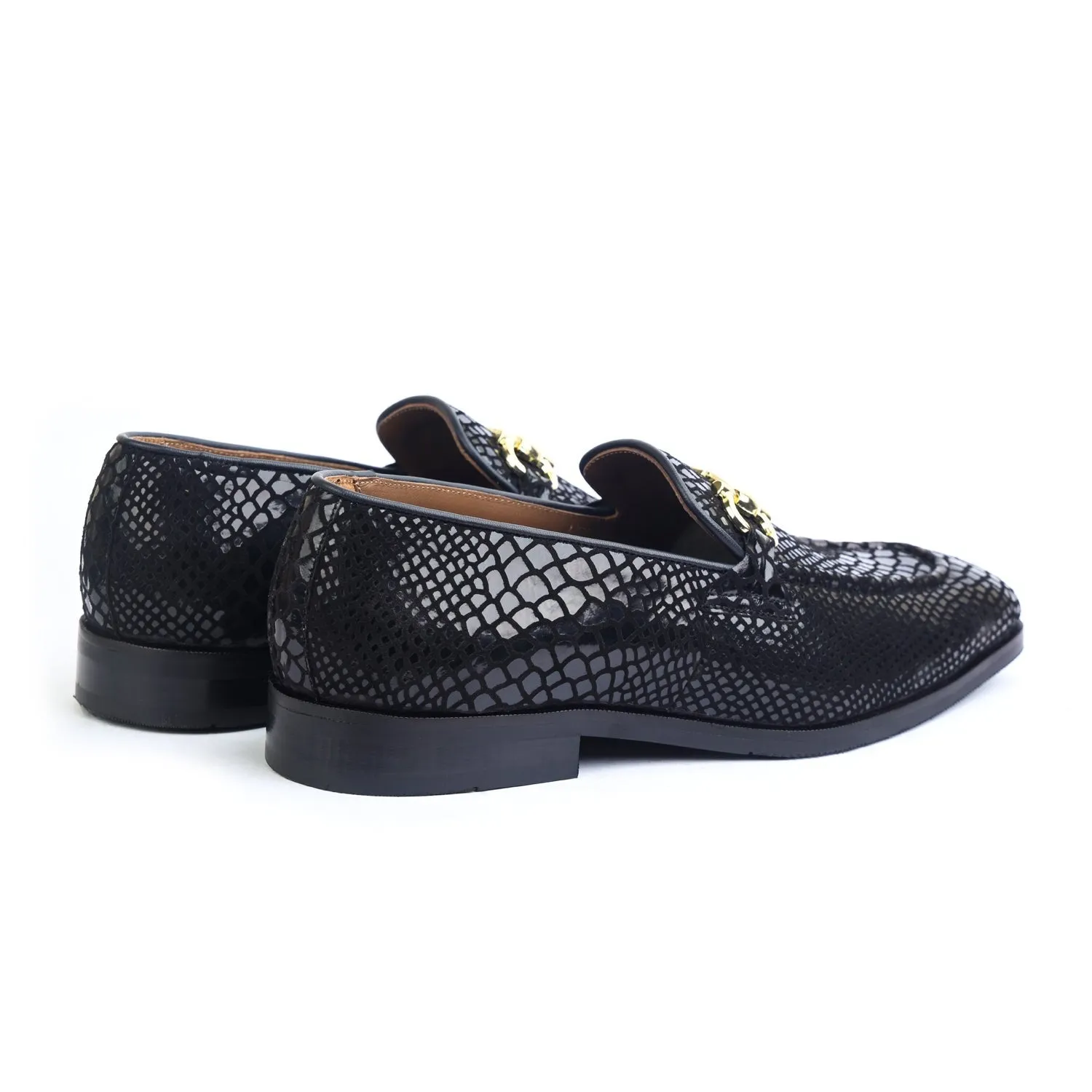 Snake Foil Loafers - Black Chunky Heeled Loafers