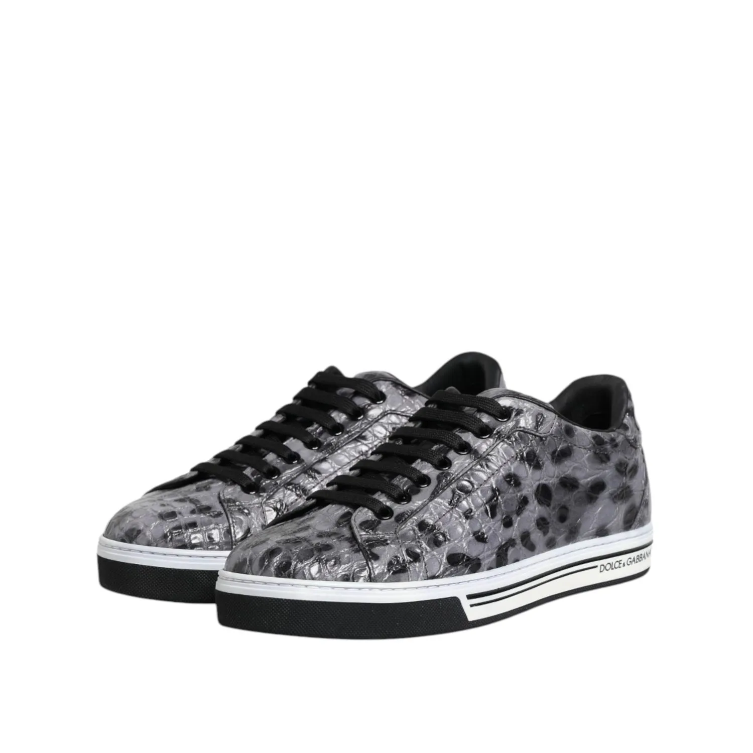 Dolce & Gabbana Gray Leather Leopard Low Top Sneakers Shoes Toddler Sneakers Size