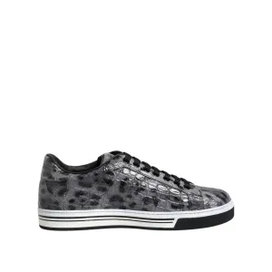 Sneakers Stream Dolce & Gabbana Gray Leather Leopard Low Top Sneakers Shoes