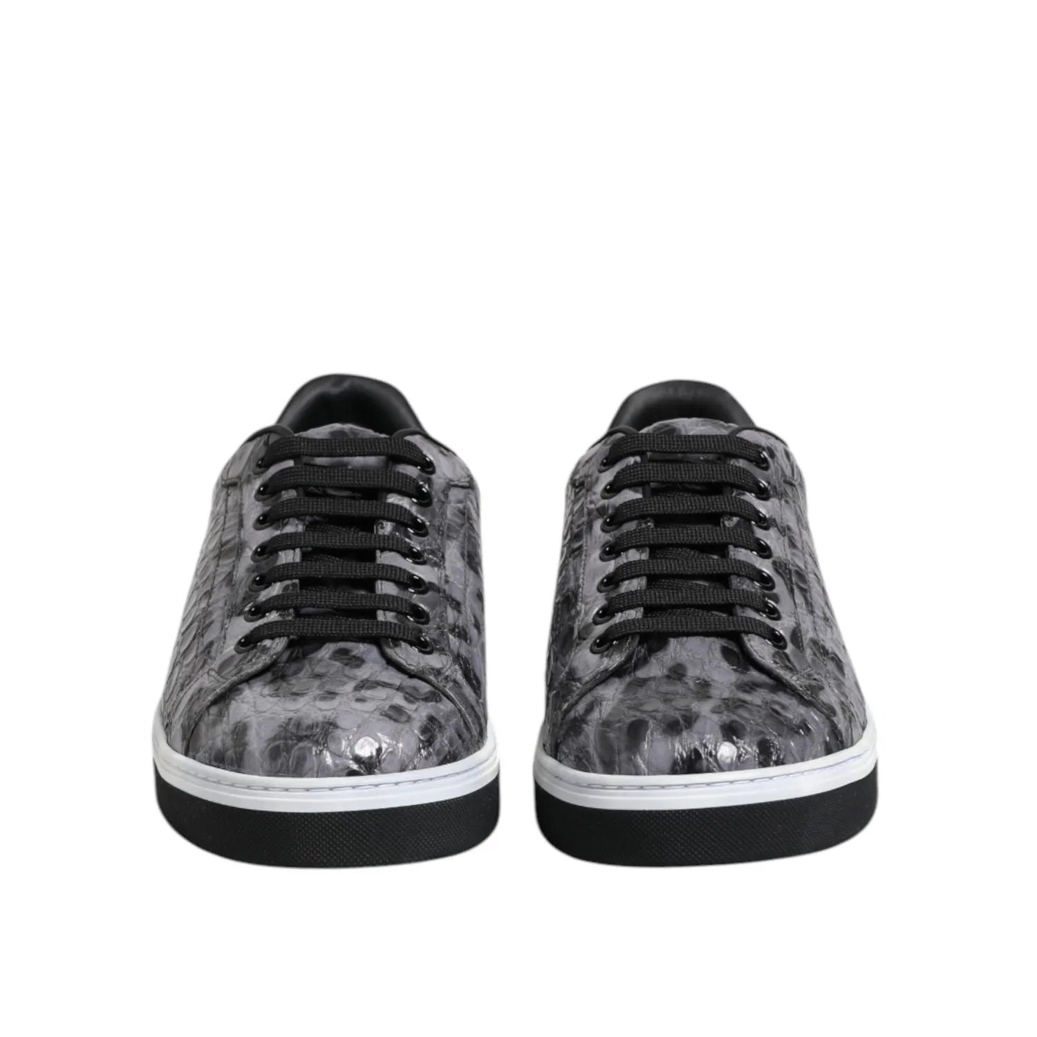 Dolce & Gabbana Gray Leather Leopard Low Top Sneakers Shoes Lighted Sneakers