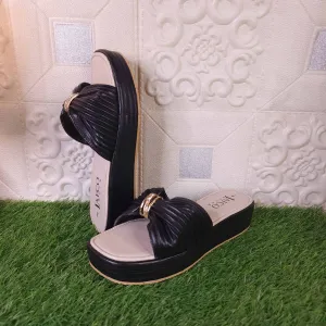Black Buckle Platform Wedge Slippers Bravest Slides