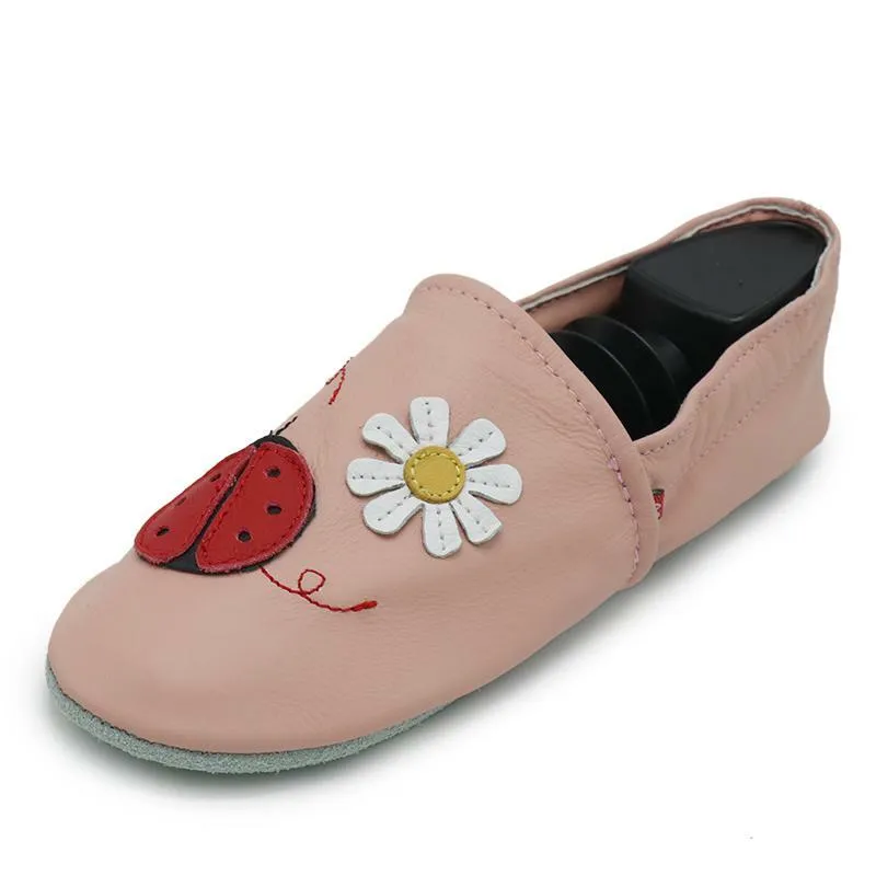 ladybug flower pink  Women Slippers Fuzzy Bootie Slippers