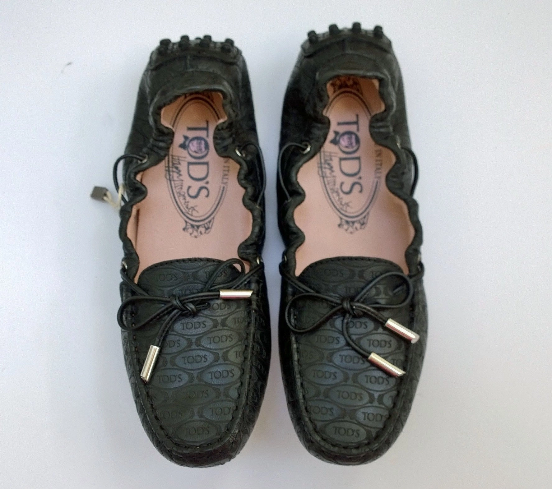 Tod's x Alber Elbaz Perforated Black Leather Logo Loafers New in Box Shoes Loafers Polo
