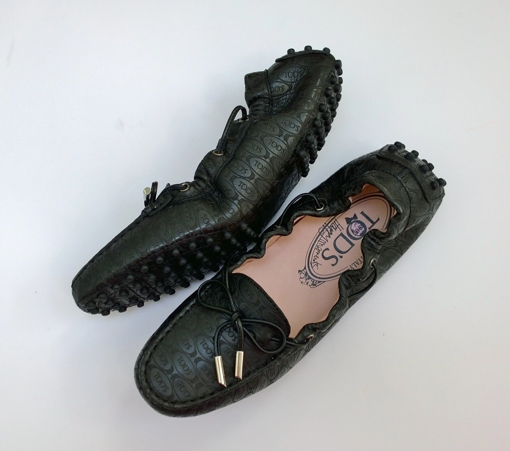 Tod's x Alber Elbaz Perforated Black Leather Logo Loafers New in Box Shoes Prada Loafers