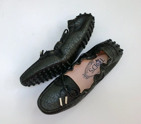 Penny Loafers Casual Tod's x Alber Elbaz Perforated Black Leather Logo Loafers New in Box Shoes