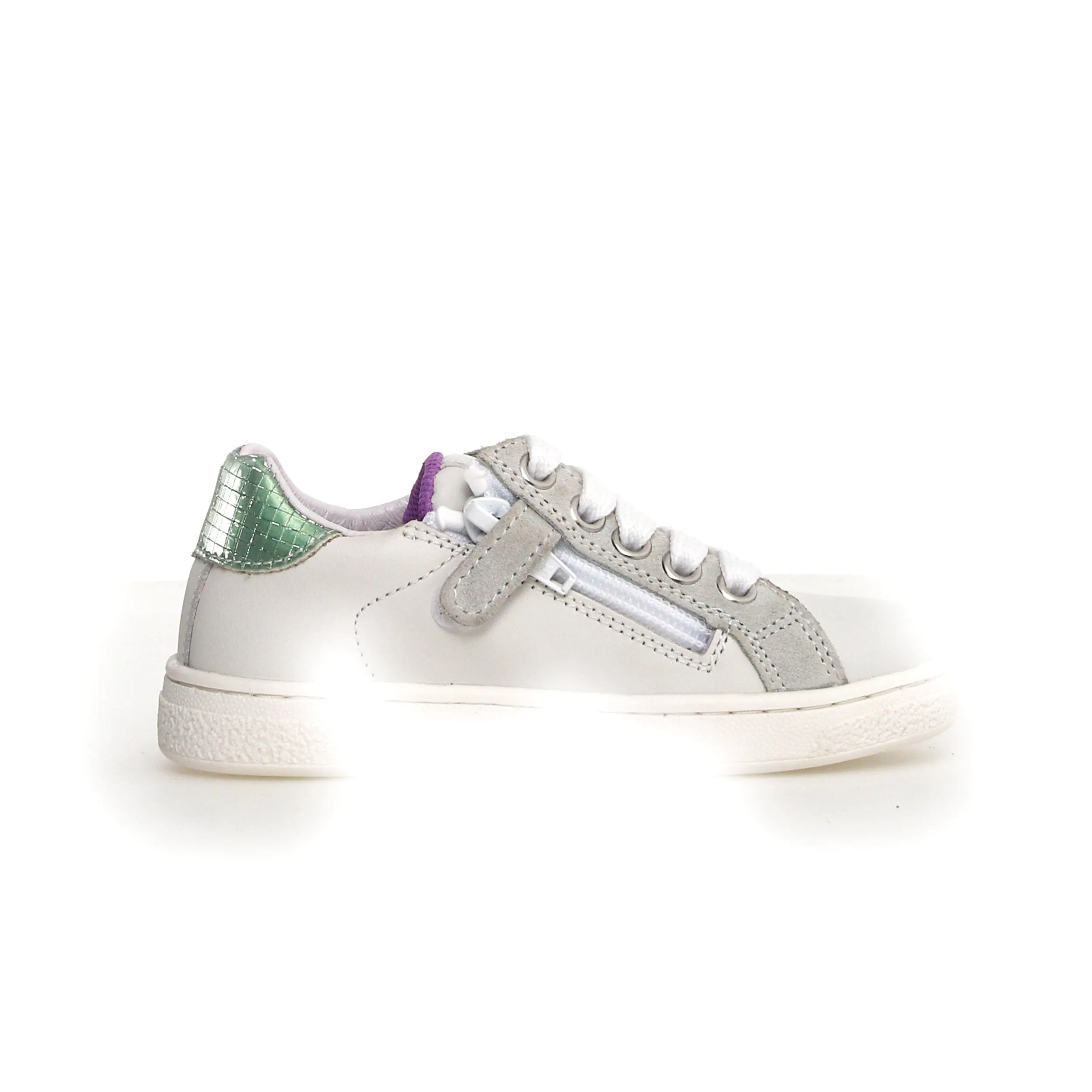 Casual Lace Up Naturino Girl's Pinn Zip Casual Shoes - White / Rose/ Capri