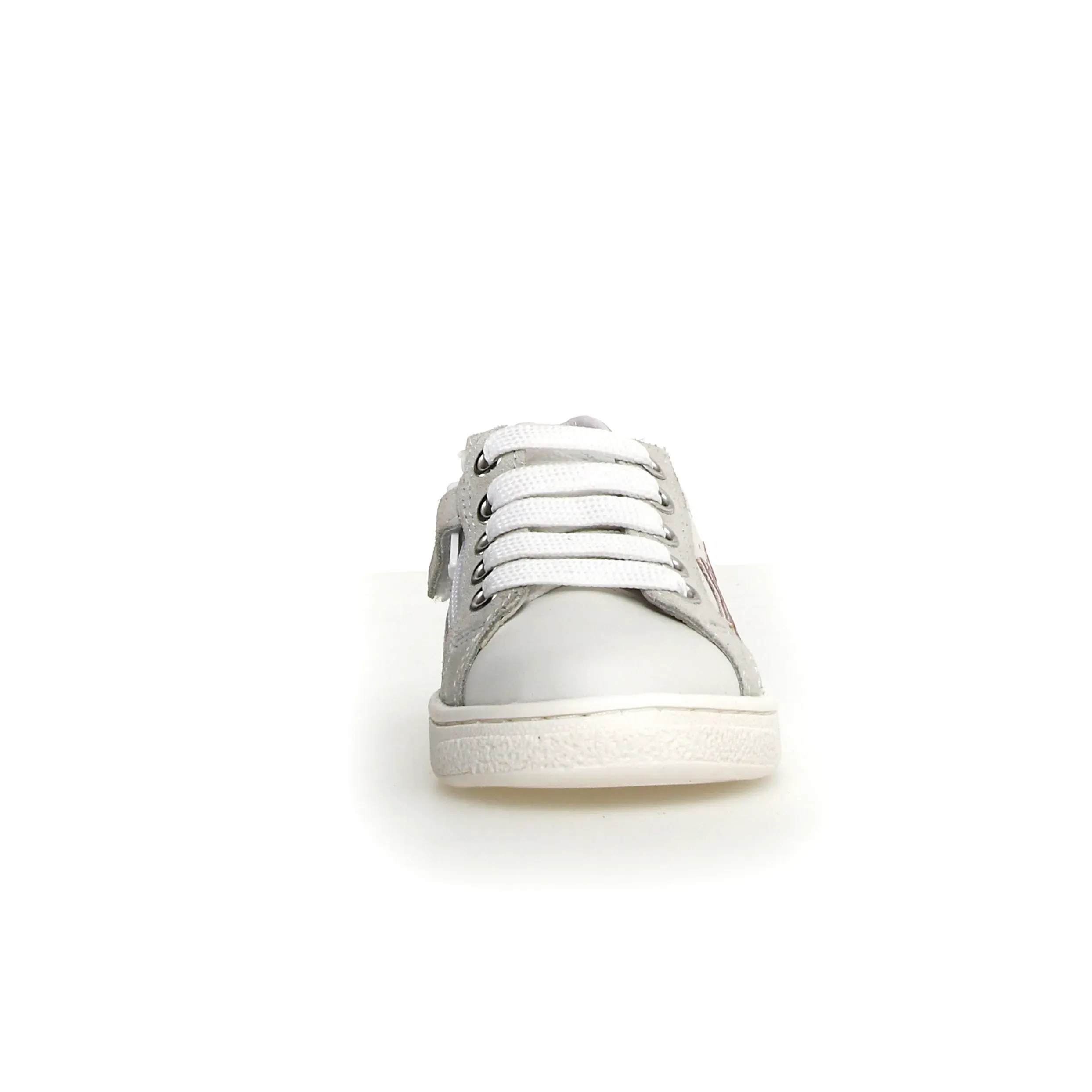 Naturino Girl's Pinn Zip Casual Shoes - White / Rose/ Capri Canvas Shoes Casual