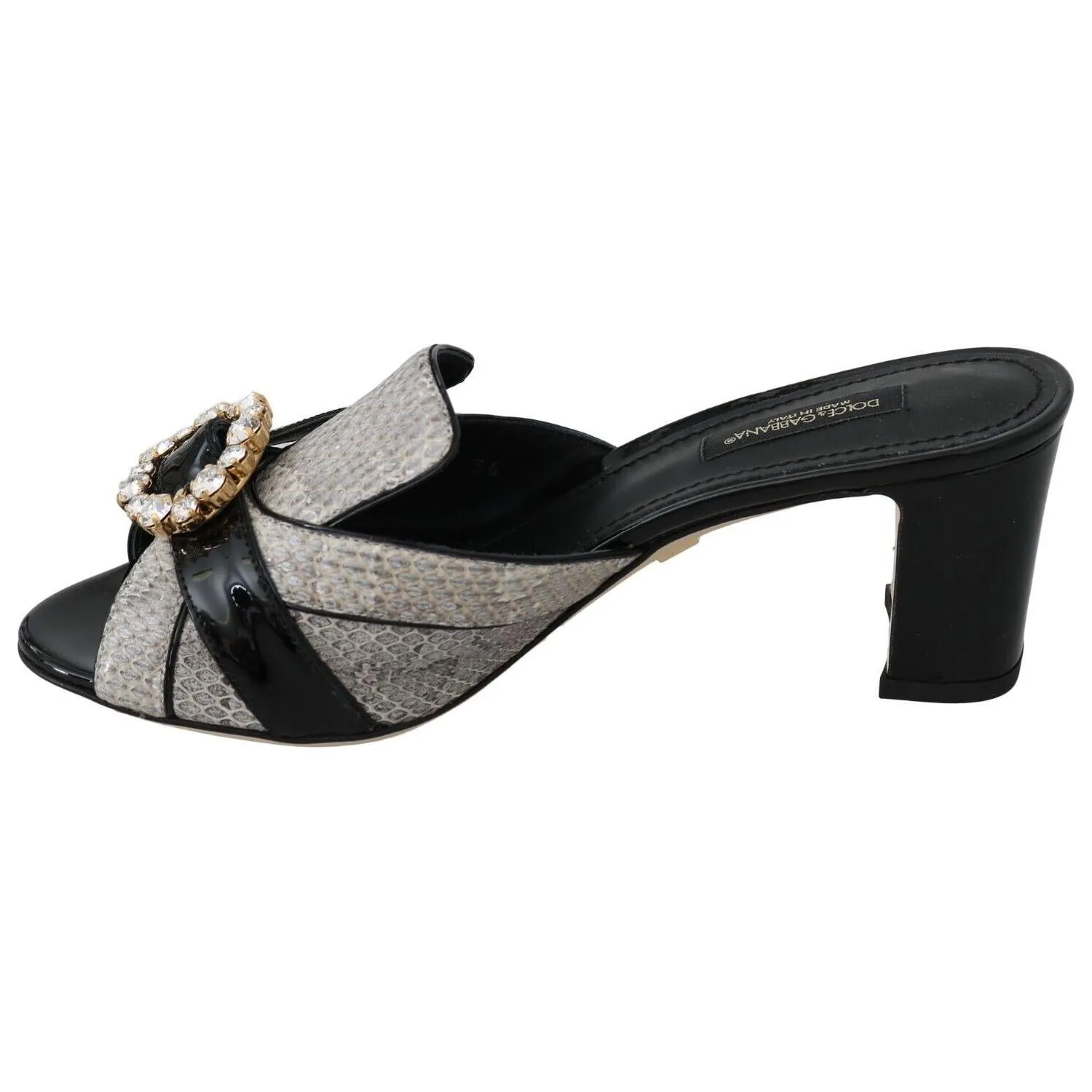 Adventure Sandals Dolce & Gabbana Black Gray Exotic Leather Crystals Sandals Shoes