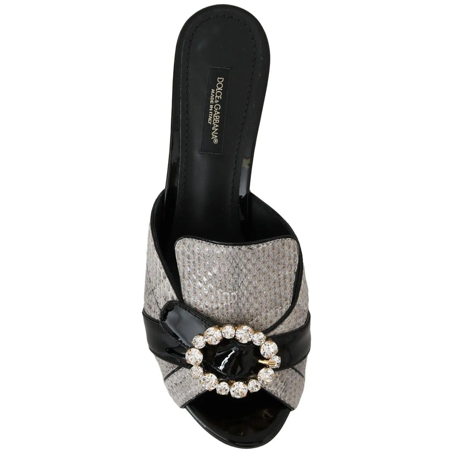 Dolce & Gabbana Black Gray Exotic Leather Crystals Sandals Shoes Sandals Royal Plantation Ocho Rios
