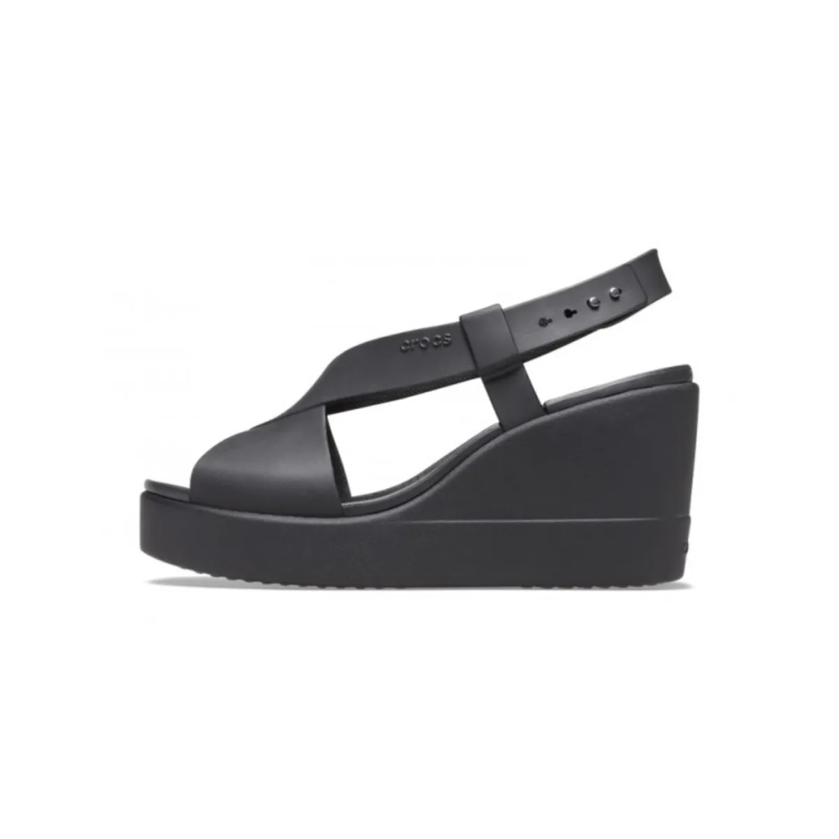 Russian Slippers Crocs Brooklyn High Wedge Women Sandals - BLK