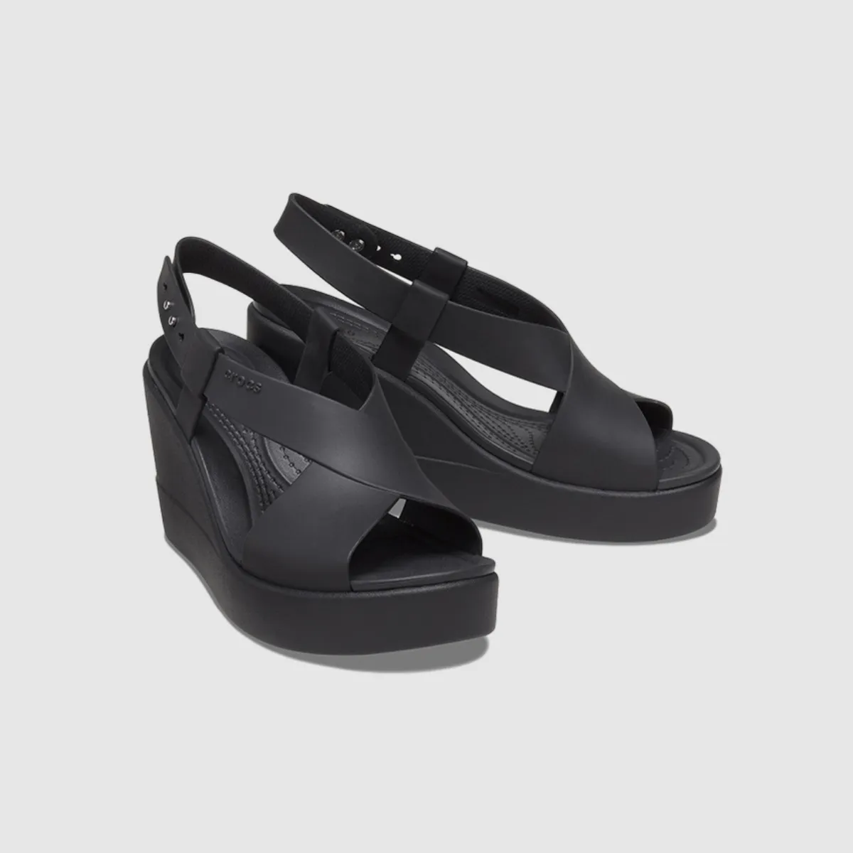 Proboscis Monkey Slippers Crocs Brooklyn High Wedge Women Sandals - BLK