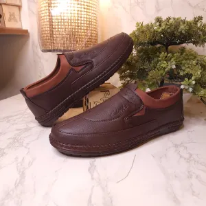 Loafers And Joggers Brown Premium Stitched Loafers