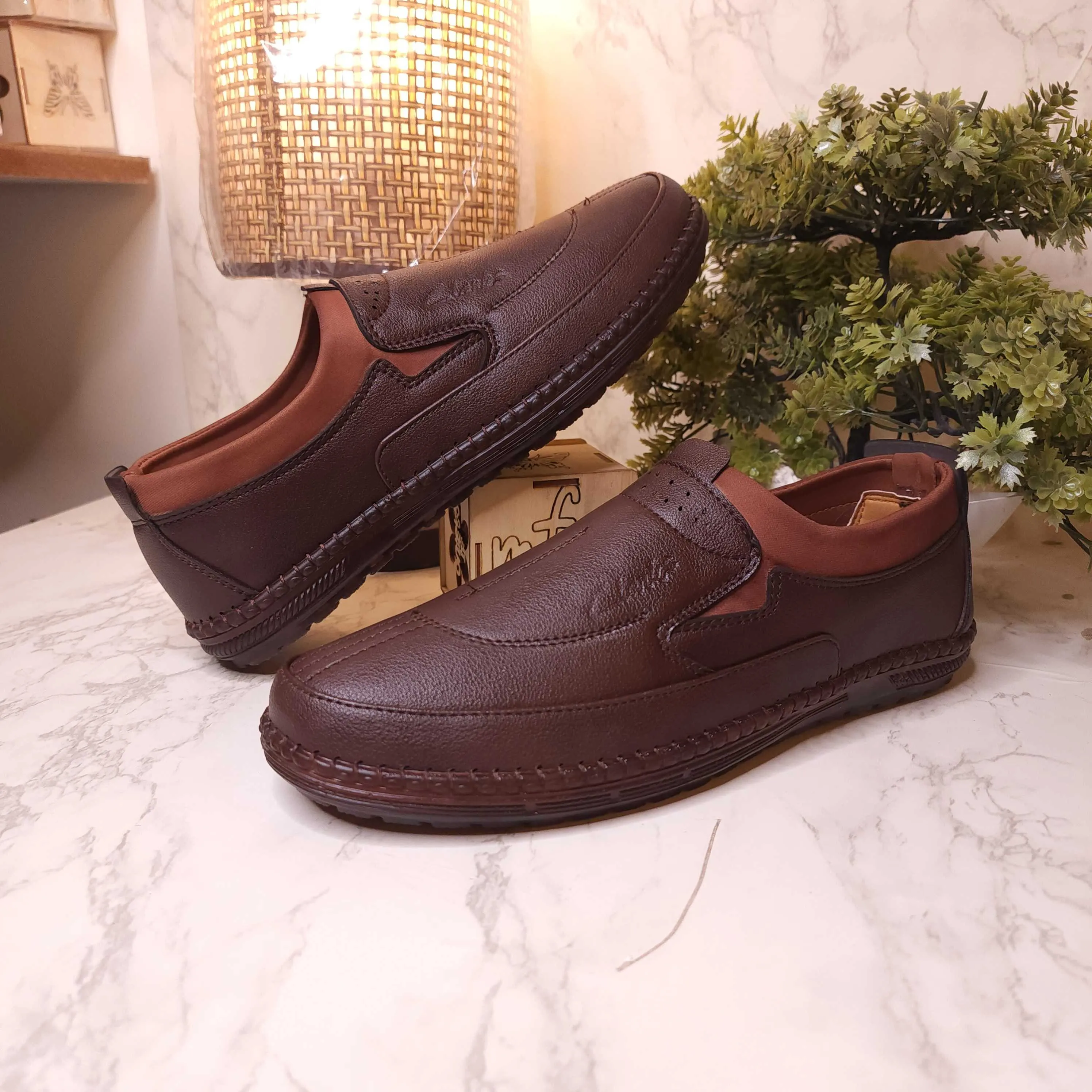 Brown Premium Stitched Loafers Loafers Def