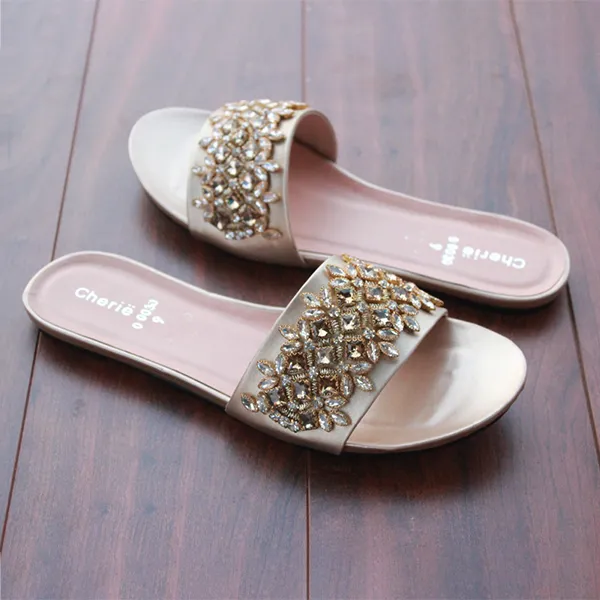 Golden Fancy Slippers for women Swimming Slippers