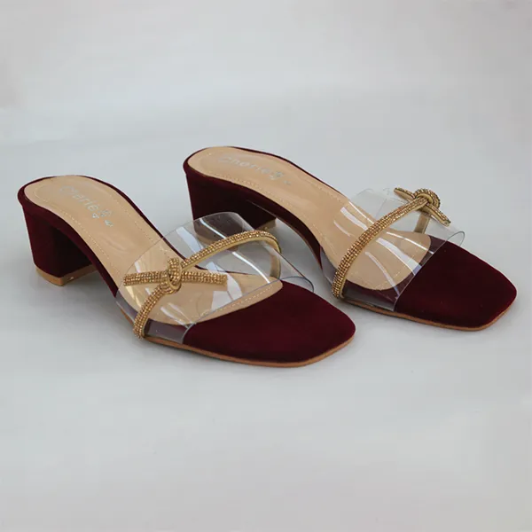 Maroon Heel Slippers for women Ballet Slippers