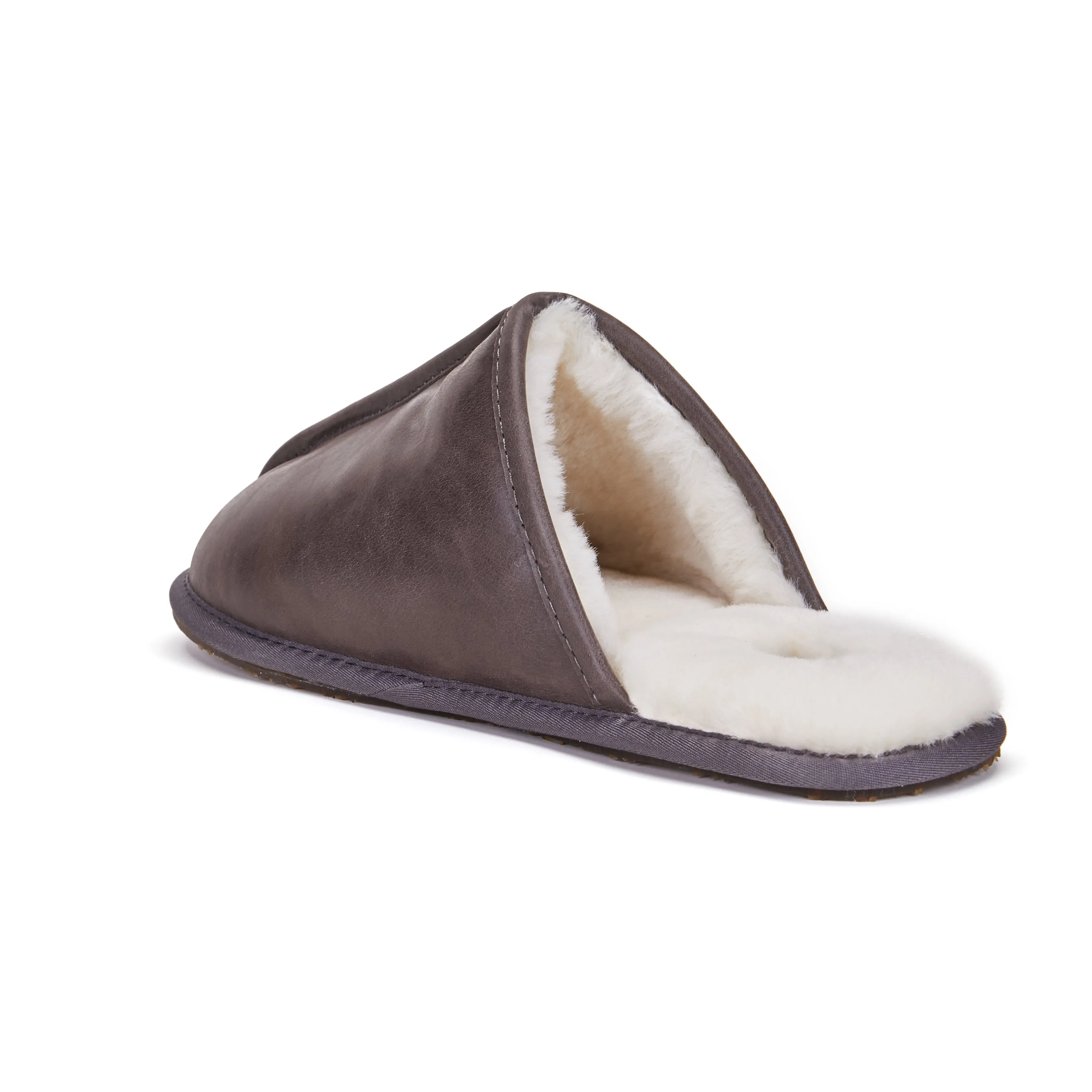 Slippers In Wide Width MENS CLOSED MULE LEATHER GRAY