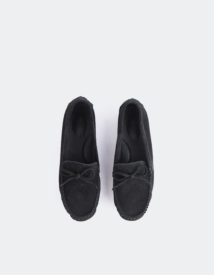 Titania Black Suede Minimalist Shoes For Flat Feet