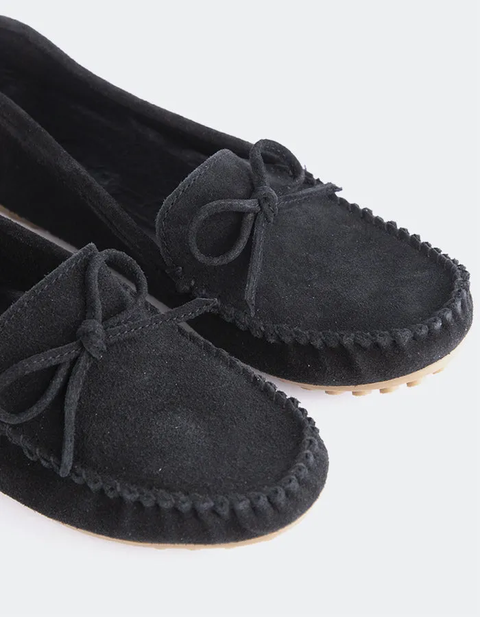 Titania Black Suede Flat Shoes High Heels