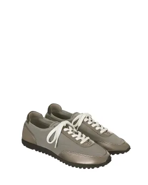 Sophie Flat Sneakers  / Metallic Gray Flat Snakeskin Shoes
