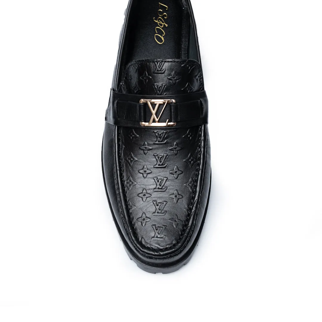 Teal Loafers LS Pure Leather Handmade Textured Chunky Loafers LS-860