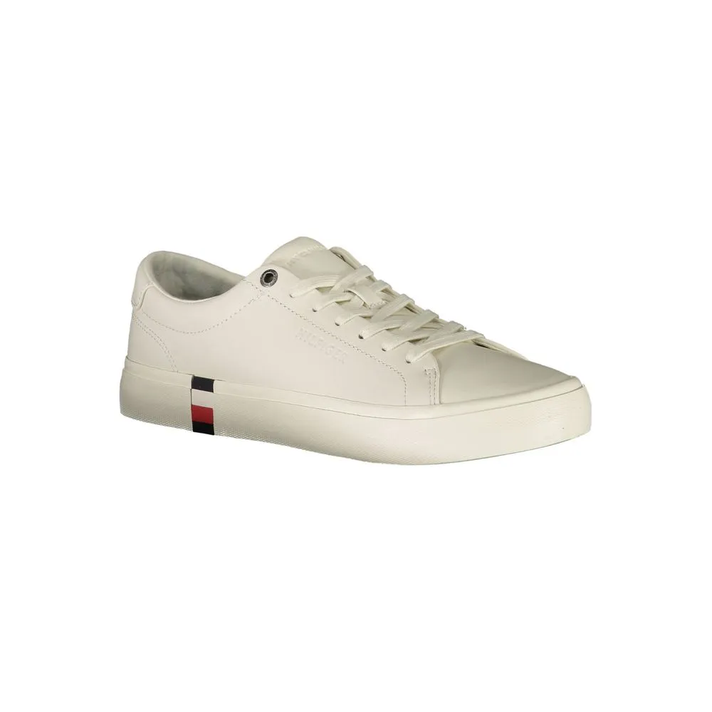 Tommy Hilfiger White Leather Men Sneaker Best Casual Shoes For Wide Feet