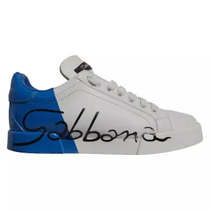 Dolce & Gabbana White Blue Logo Portofino Sneakers Shoes Koston Sneakers