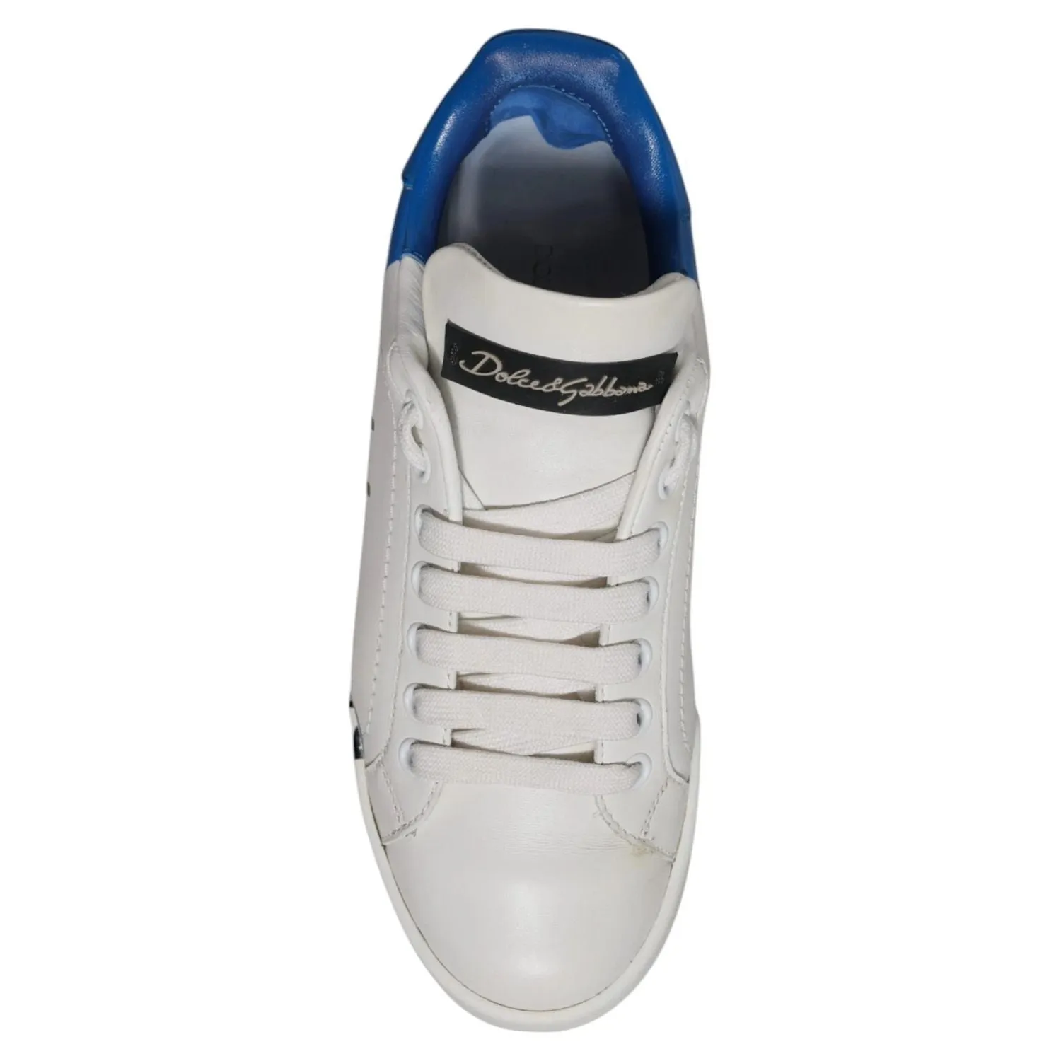Dolce & Gabbana White Blue Logo Portofino Sneakers Shoes Plantar Fasciitis Sneakers